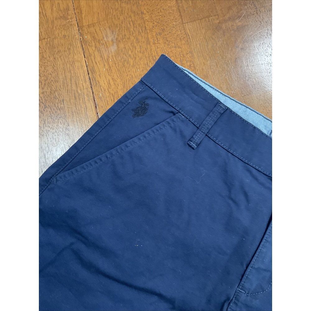 New U.S. Polo Assn Chino Shorts Women 11 Navy Blue Stretch Casual Mid Rise - Picture 2 of 15